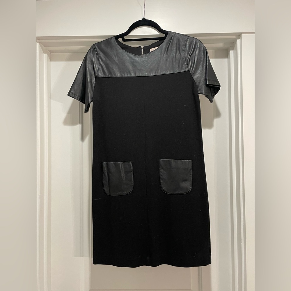 Loft: faux leather black dress